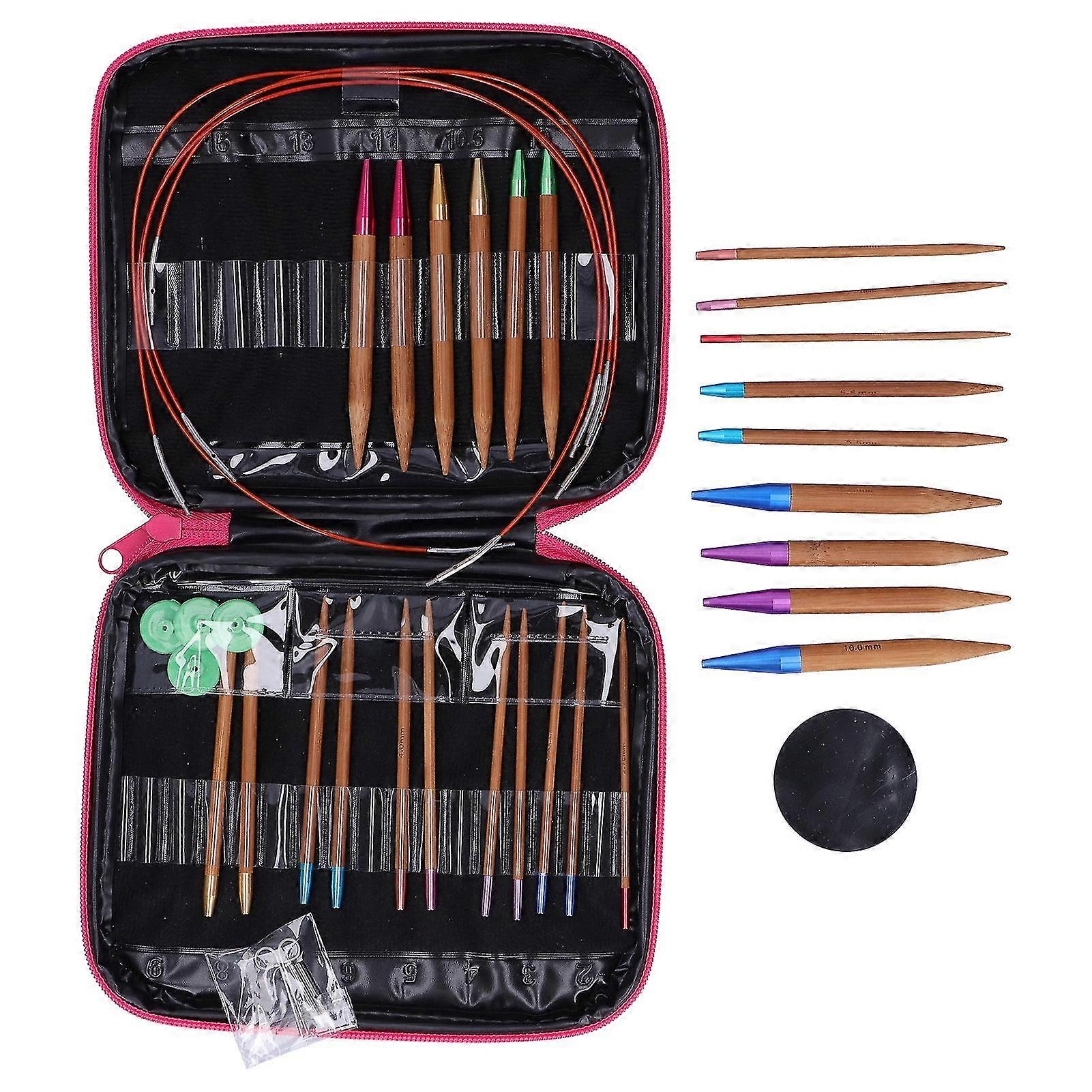 Bamboo Sweater Knitting Needle Set - Carbonized Circular & Double Pointed Needles