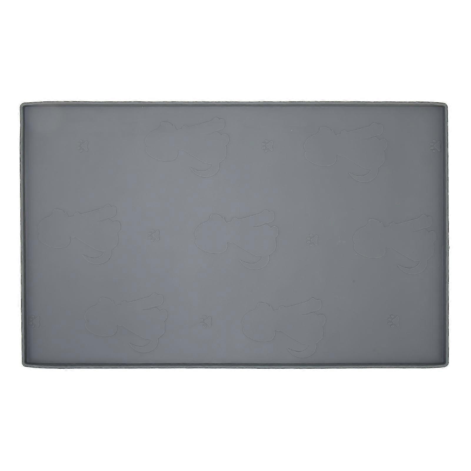 Waterproof Slip-Resistant Silicone Pet Feeding Mat Grey Small