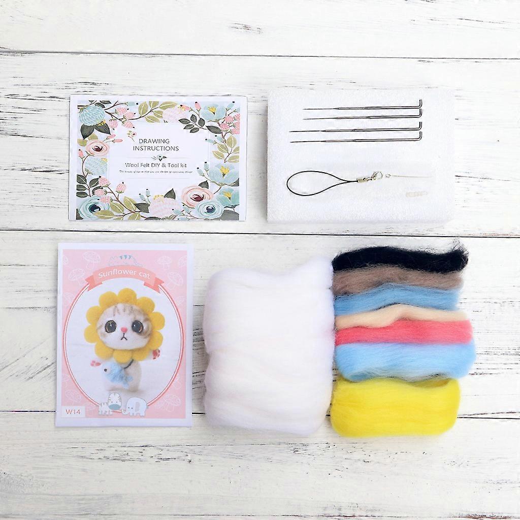 for Cat for Doll With Rabbit Wool Felt Craft DIY Non Finished Poked Set Handcraf
