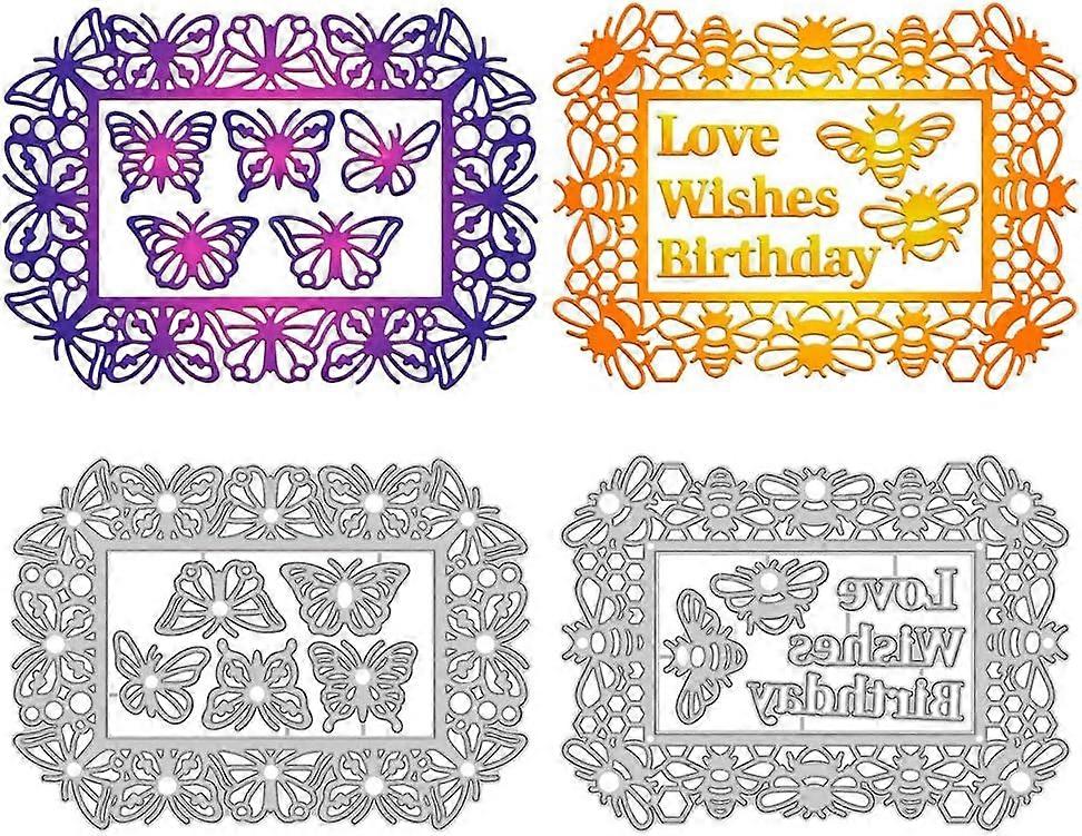 2 Sets Butterfly Bee Cutting Dies Butterflies Bee Die Cuts for Card Making Metal Die Cuts Embossing Stencil Tool Window Frame Decor Scrapbooking DIY C