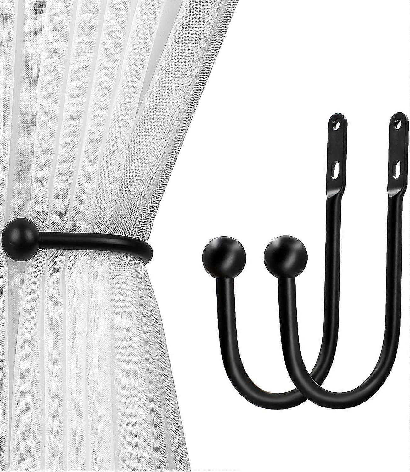 Curtain Tiebacks Drapery Holdbacks Simple Vintage Style (2pcs Black)