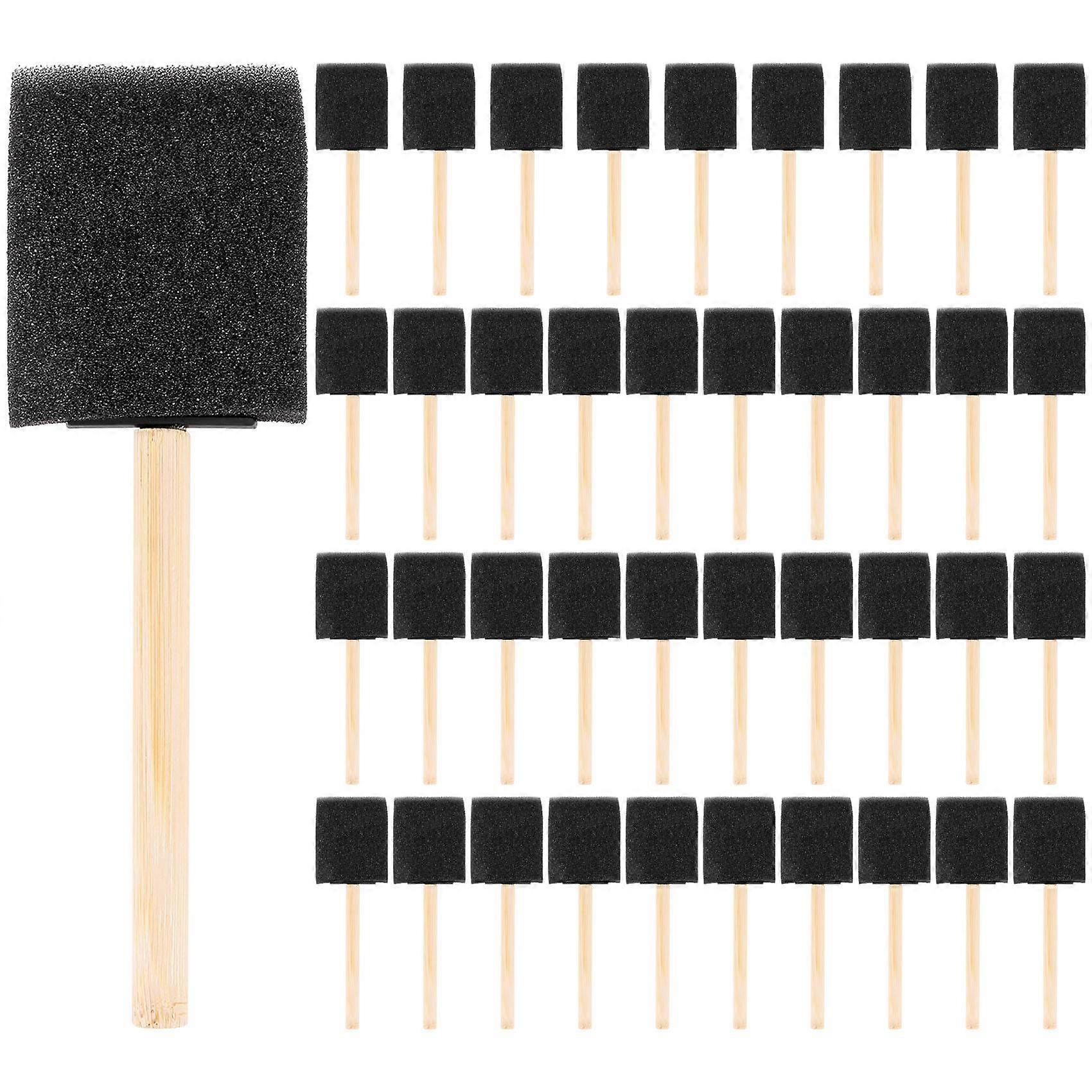 2 inch Foam Sponge Wood Handle Paint Brush Set (Value Pack of 40) - , durable and great for Acrylics, Stains, Varnishes, Crafts, Art