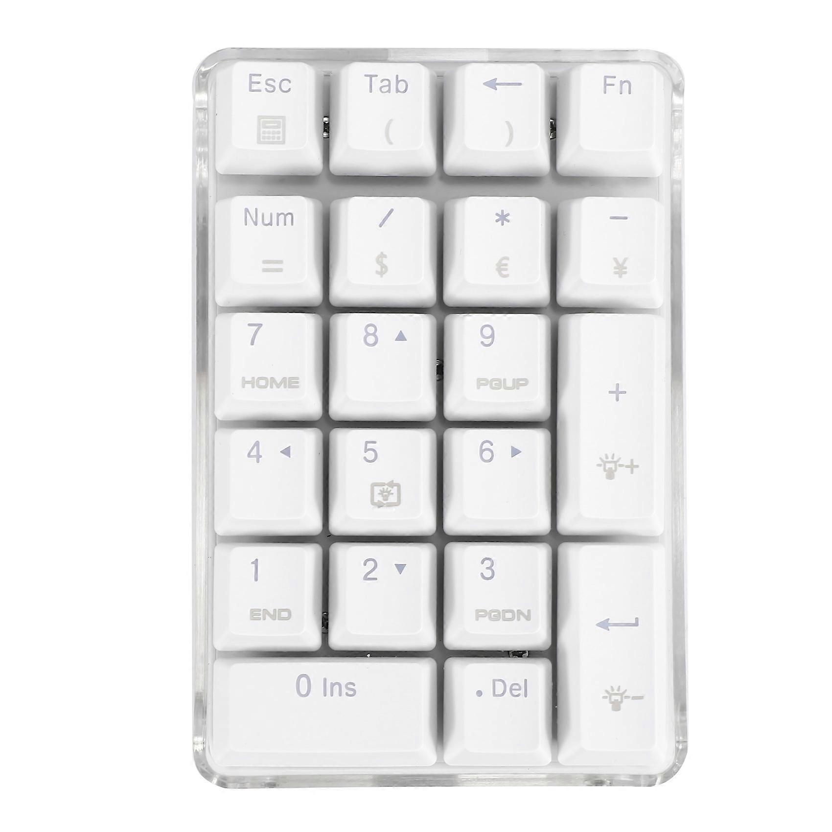 Mechanical Numeric Keypad Brown Switch Wired Gaming Keypad Crystal Case White Backlit 21 Keys Mini Numpad Keypad
