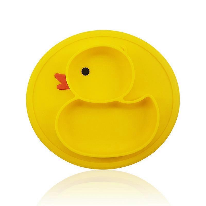 Dww-Assiette pour bb en Silicone jaune caneton une pice | Assiette pour enfants divise, assiette pour bb, plats d'alimentation