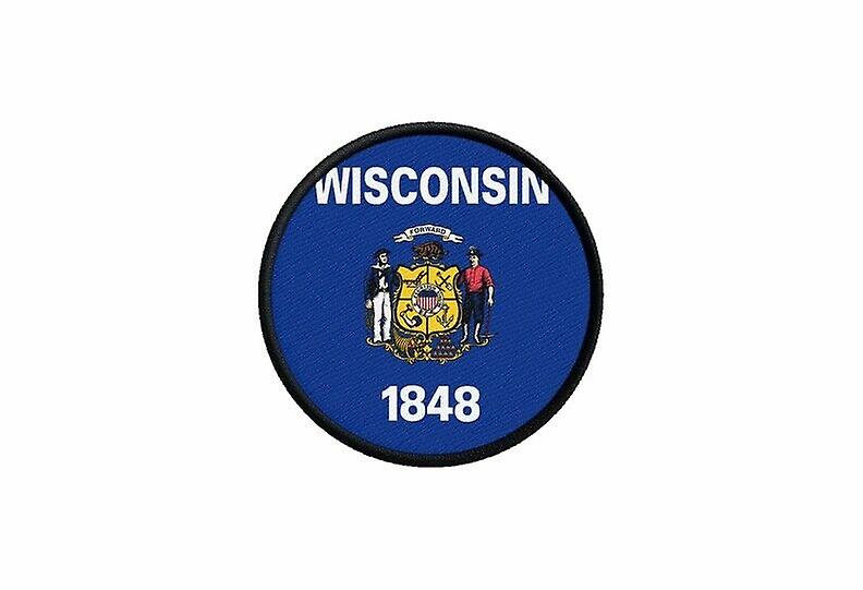 Patch badge American flag United States wisconsin printed round roundel