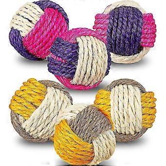 Bjxy 6 Pieces Cat Toy Ball Cat Sisal Ball Interactive Cat Ball Cat Rolling Ball Scratch Cat Toy (random Color)