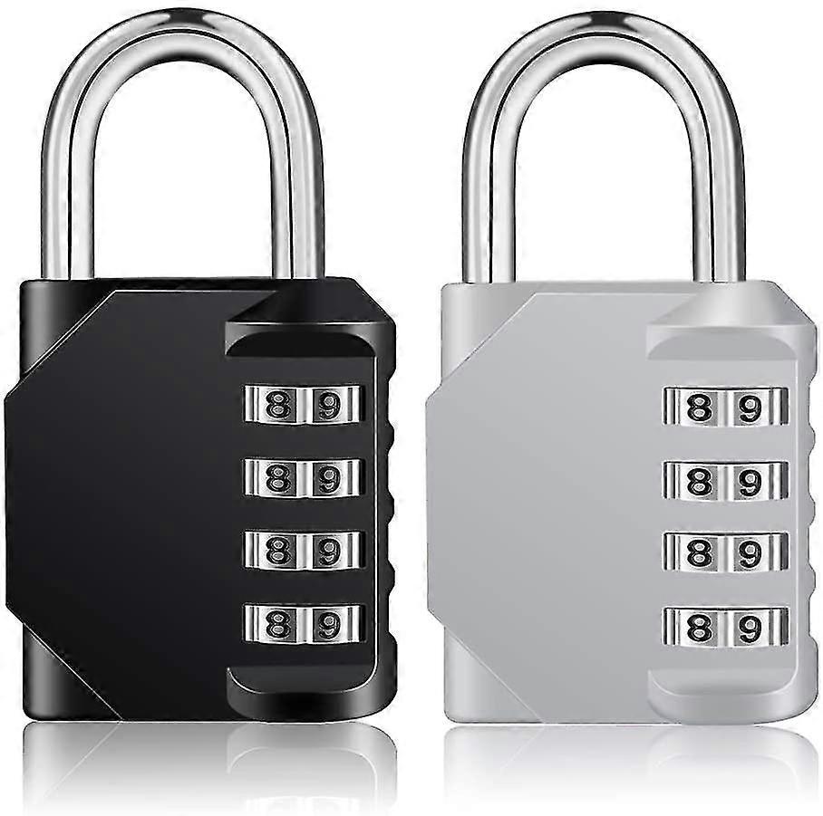 Combination Lock 2 Pack, 4 Digit Outdoor Combination Padlock For Gym, School, Gates (black And Sliver)