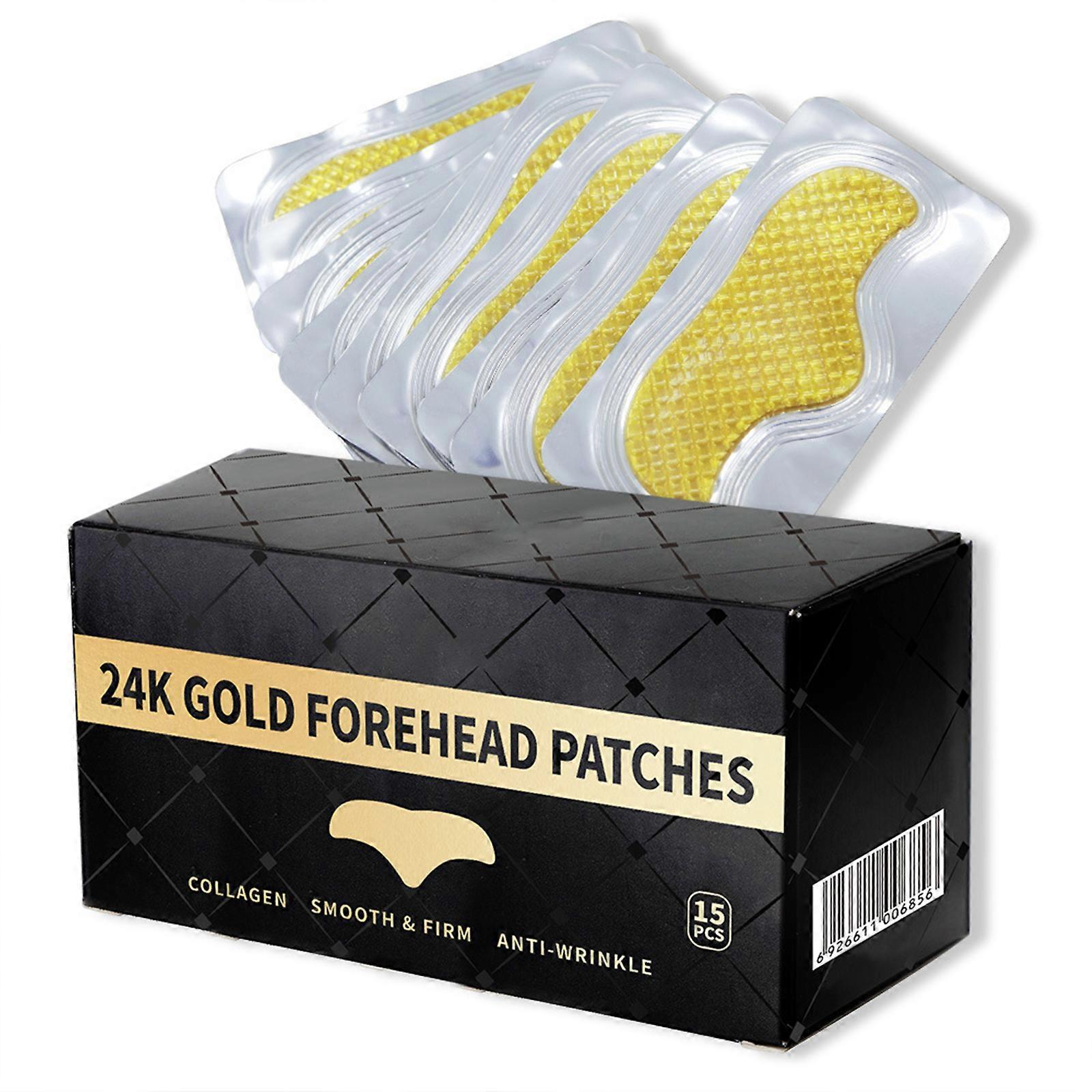 24K Gold Forehead Wrinkle Patches, Collagen Forehead Lines Mask Wrinkles Treatment Hydrogel Patches Boosting Skin Elasticity