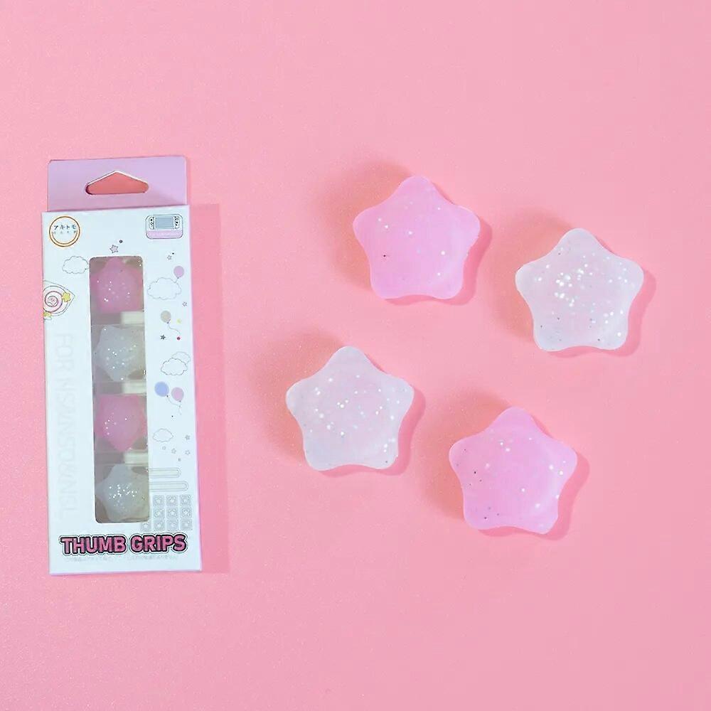 Stars Ghost Transparent Glitter Joystick Silicone Thumb Stick Grip Cap For Nintendo Switch Oled NS Lite Joy-con Bling Soft Cover
