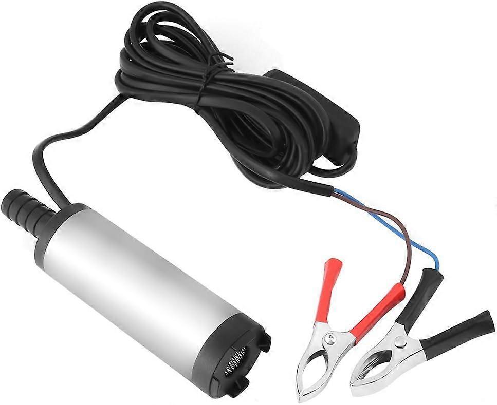 12V Mini Electric Submersible Pump Transfer Water/Diesel/Kerosene Siphon Diameter 3.8cm for Motorcycle Automobile Car