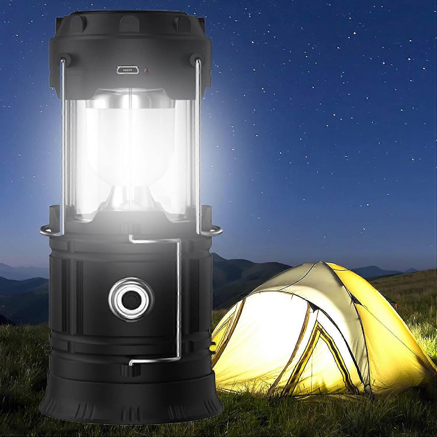 Portable LED Camping Lantern - Ultra Bright USB Rechargeable Solar Battery Powered Lantern Torch Light, for Camping, Hiking, Shed During Power Outages