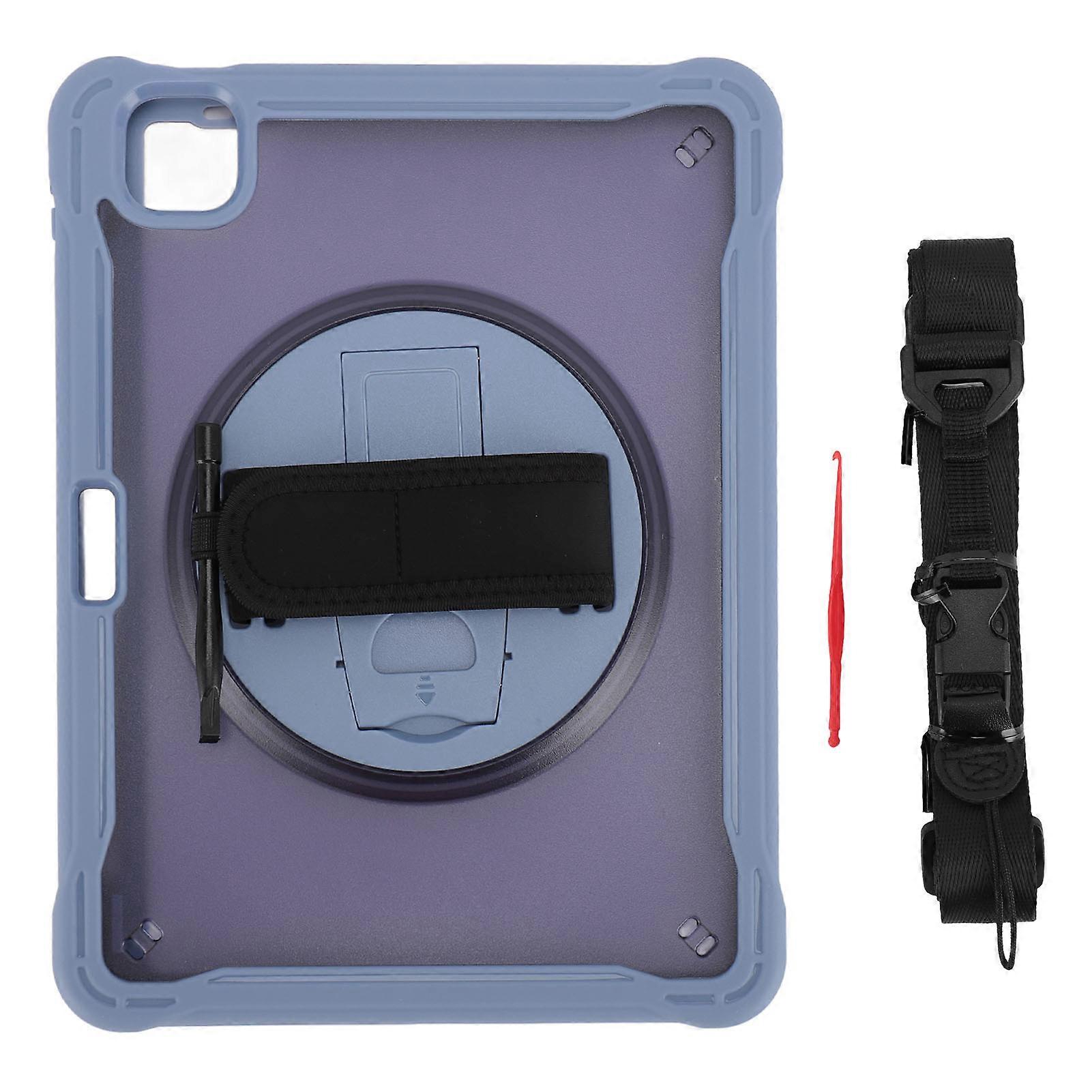 Tablet Case for IOS Tablet Pro 11 2018 2020 2021 2022 for IOS Tablet Air4 10.9 with Pen Holder Shoulder Strap Hand Strap Stand Purple Grey