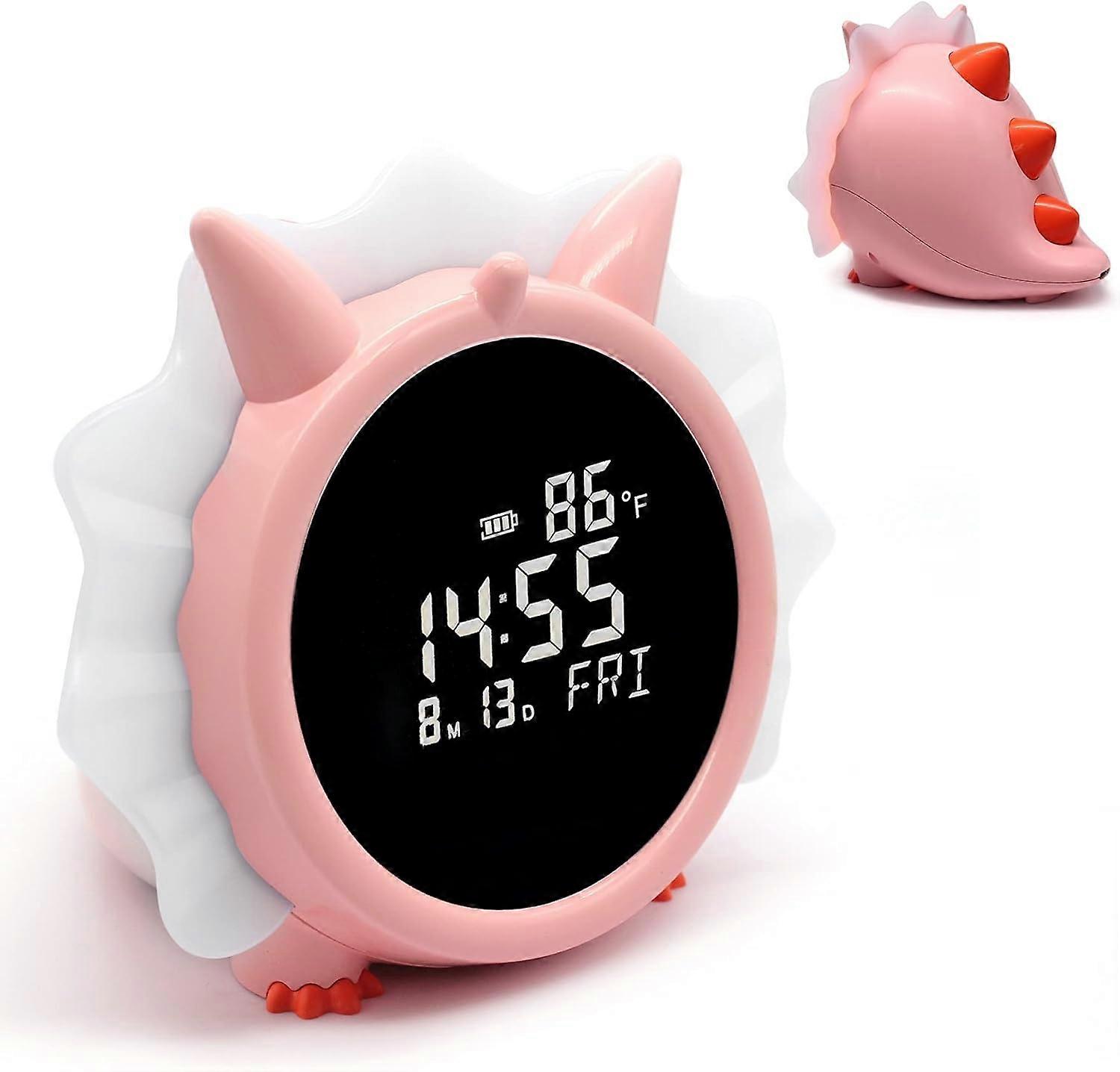 Dinosaur Kids Alarm Clock  with Night Light, Kids Digital Clock with Temperature, Date, 12/24H LED