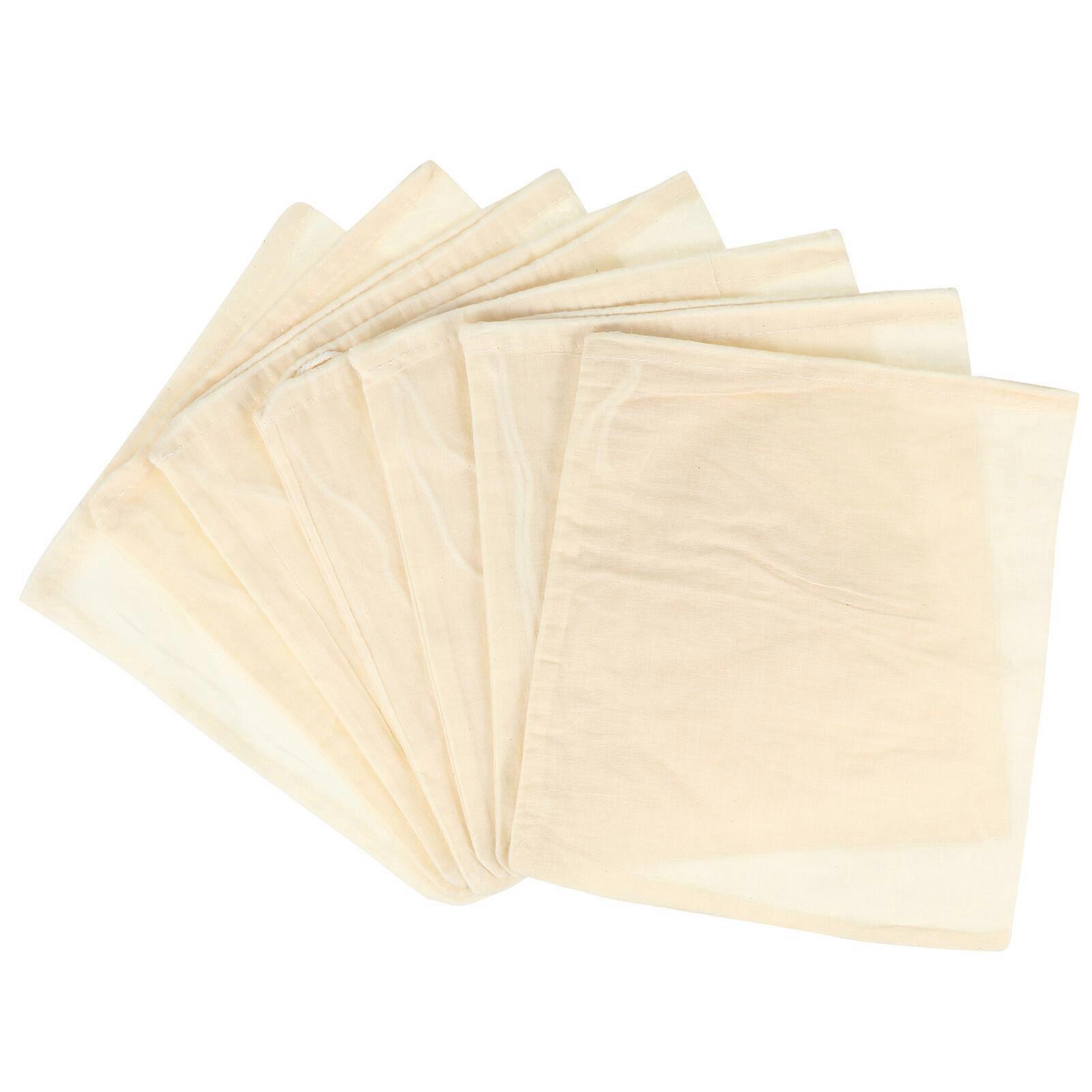 7pcs Cotton Filter Bags Reusable Soup Bags Drawstring Strainer Filter Bag