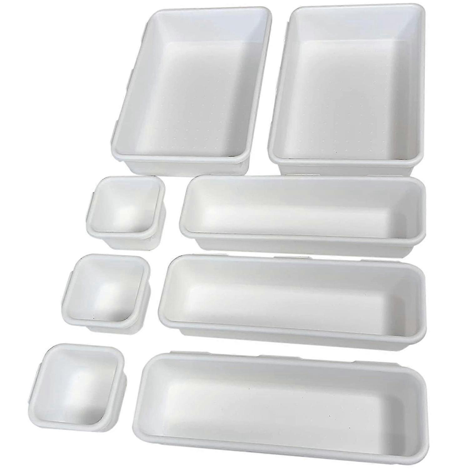 Drawer Organizer (8 Pcs) - Interlocking Desk Organizer Tray Drawer Dividers Snap Together For Custom Layout Non Slip