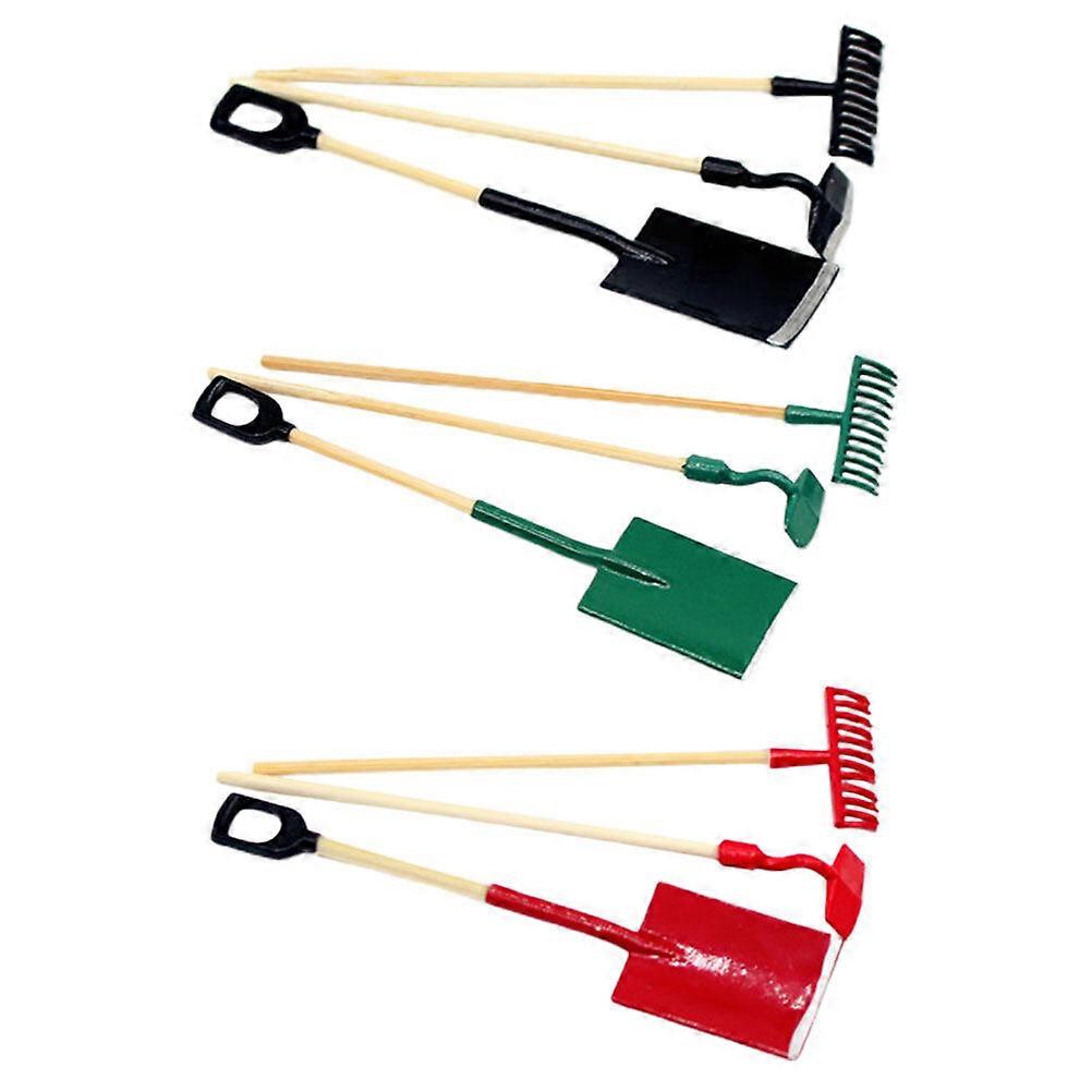 3 Sets Mini Farm Tools for Doll House Mini House Gardening Tools Simulated Gardening Tool Models
