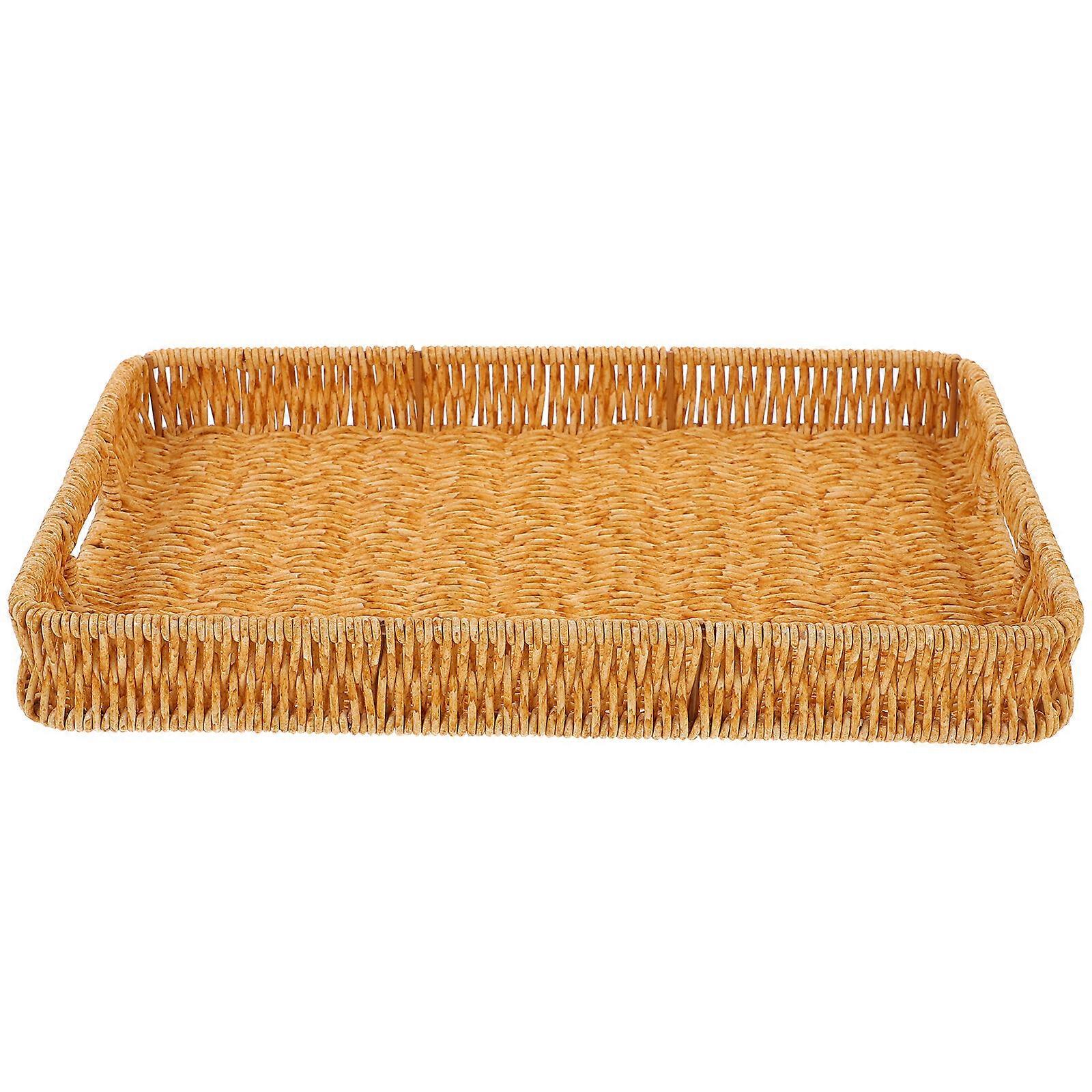 Woven Fruit Basket Multi-function Rattan Storage Basket Woven Basket Coffee Table Tray