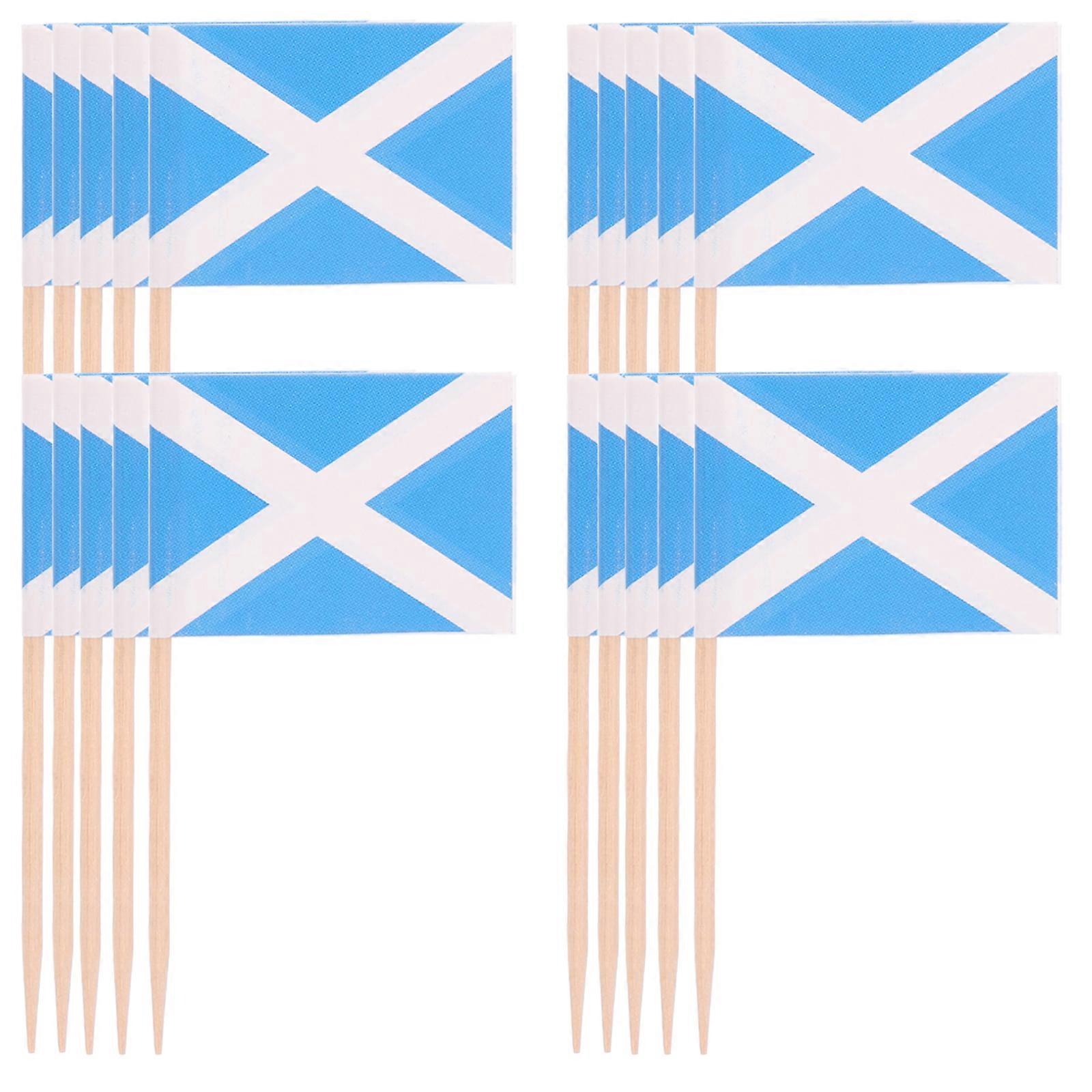 100 Pcs Christmas Decor Scottish Flag Toothpicks Miniature Scottish Flag Mini Scottish Flag Scotland Party Favors