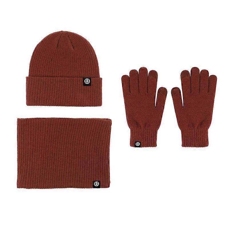 Alpaca winter warm woolen hat scarf gloves three-piece set windproof knitted hat