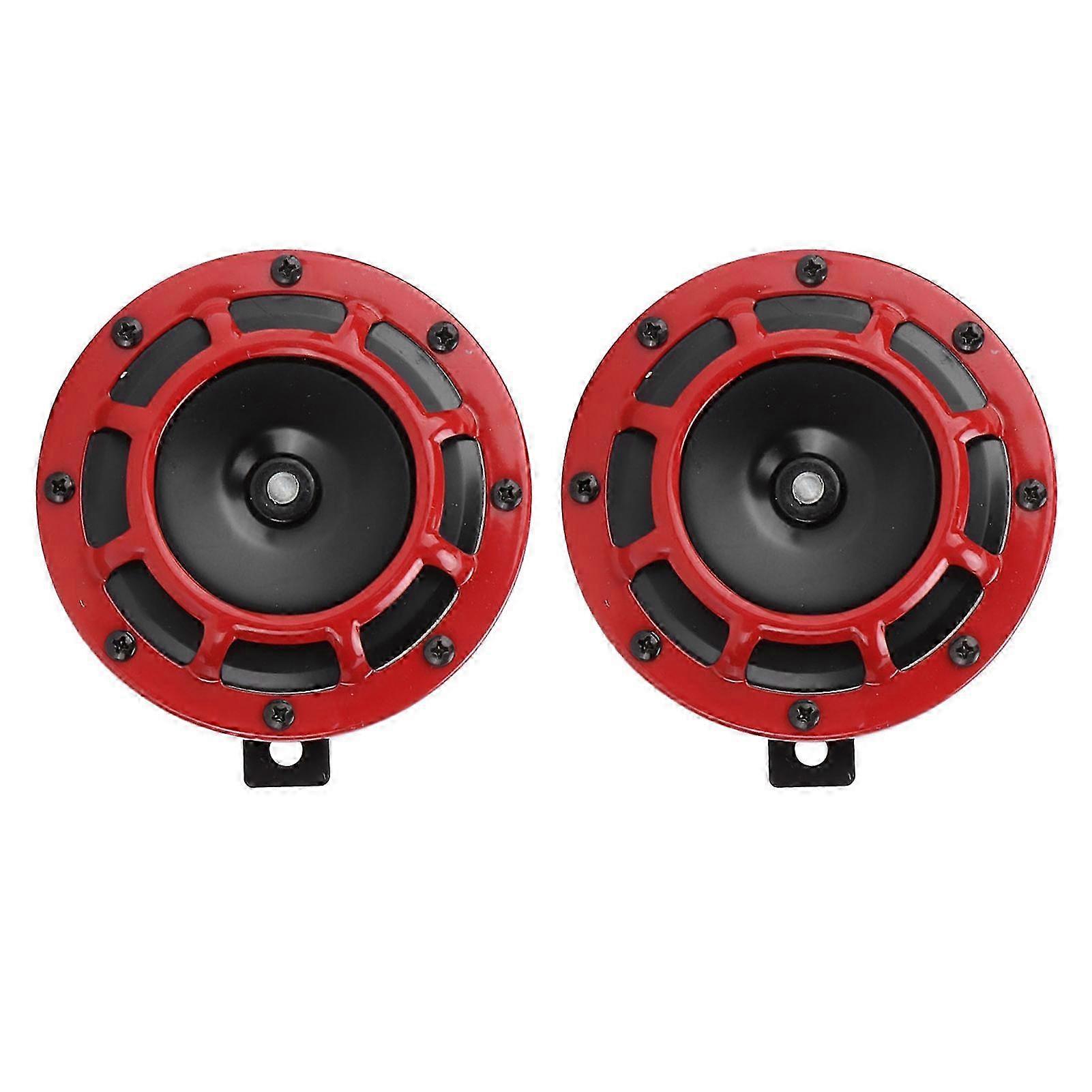 12V Pair Horn Red Compact Super Tone Loud Blast 139?170DB Universal for Motorcycle Car