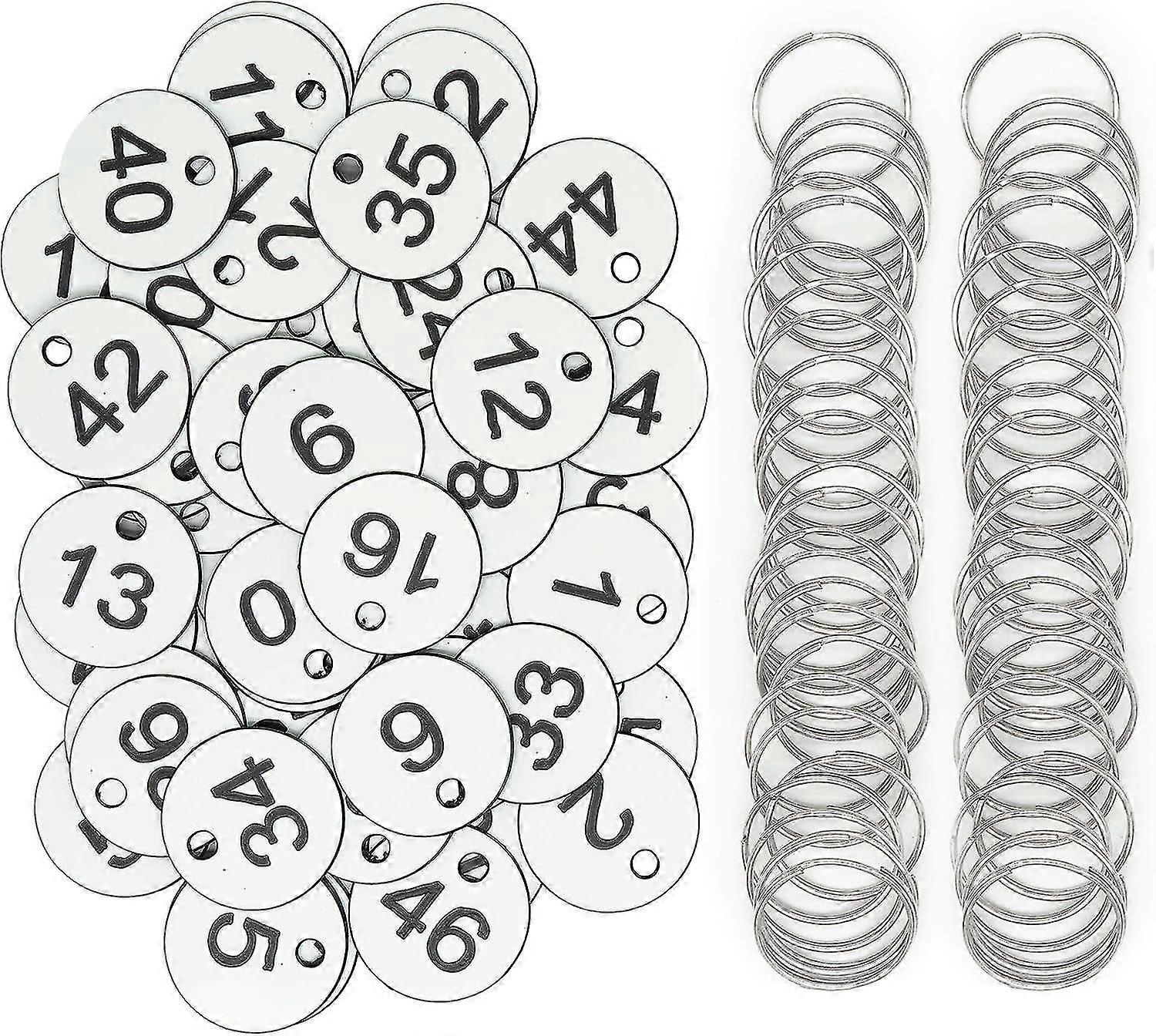 Plastic Id Number Tags Key Tags With Key Rings (1-50  Black)