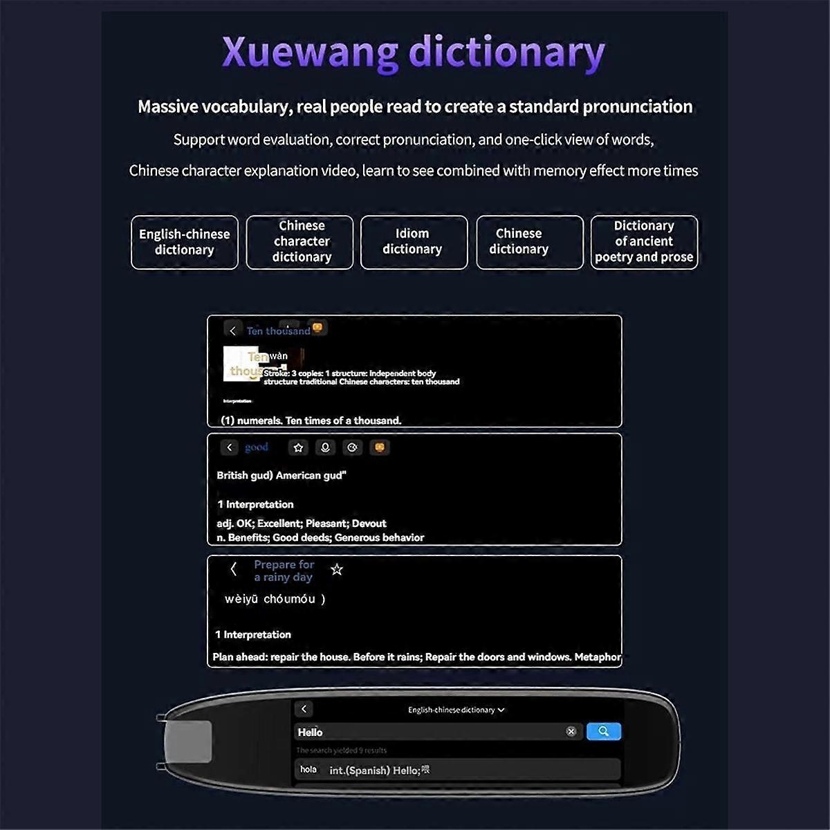 Multilingual Translation Pen, Text Scanner and Reader Device, Supports 142 Languages, for Instant Online Translations
