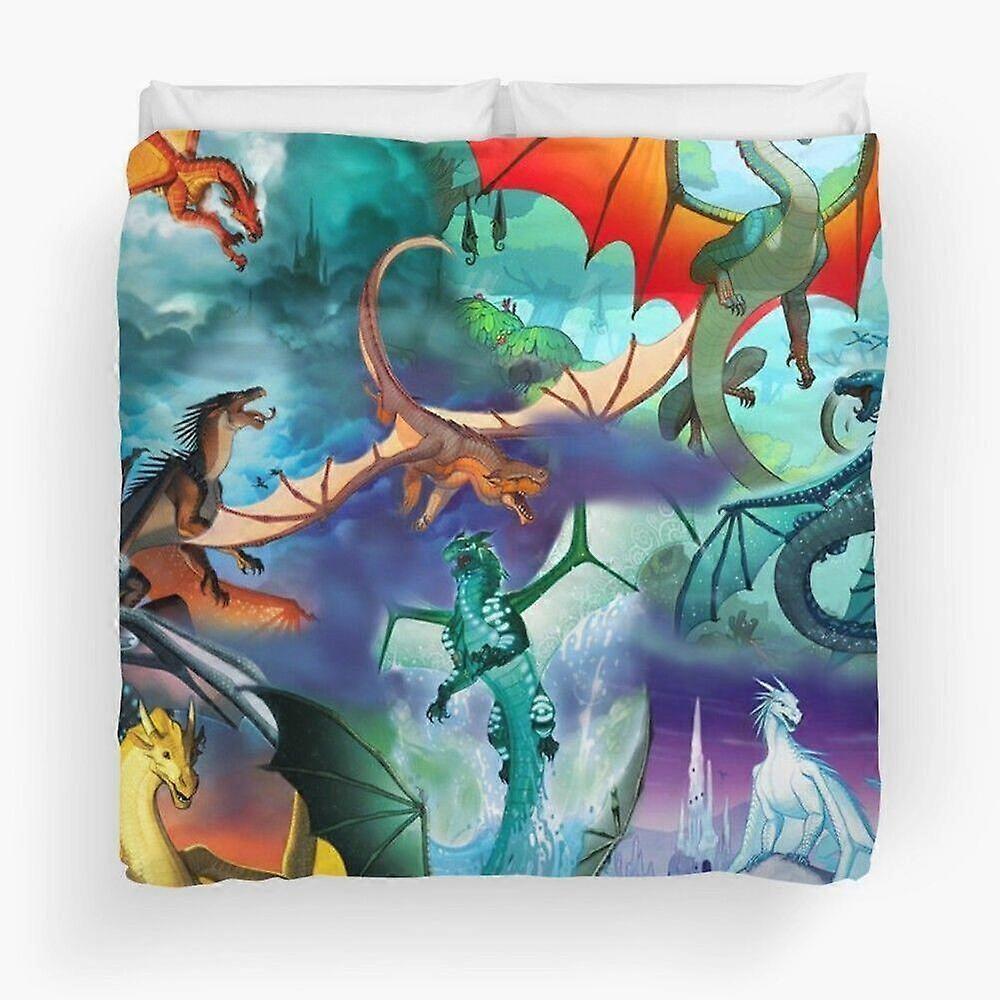 v1889 Lençóis Asas de Fogo Todos os Dragões Colcha Conjunto de Capa de Edredão Doona Capa de Cama para Crianças Conjunto de Cama de 3 Peças (1 Capa de Edredom + 2 Fronhas) Cama Sh