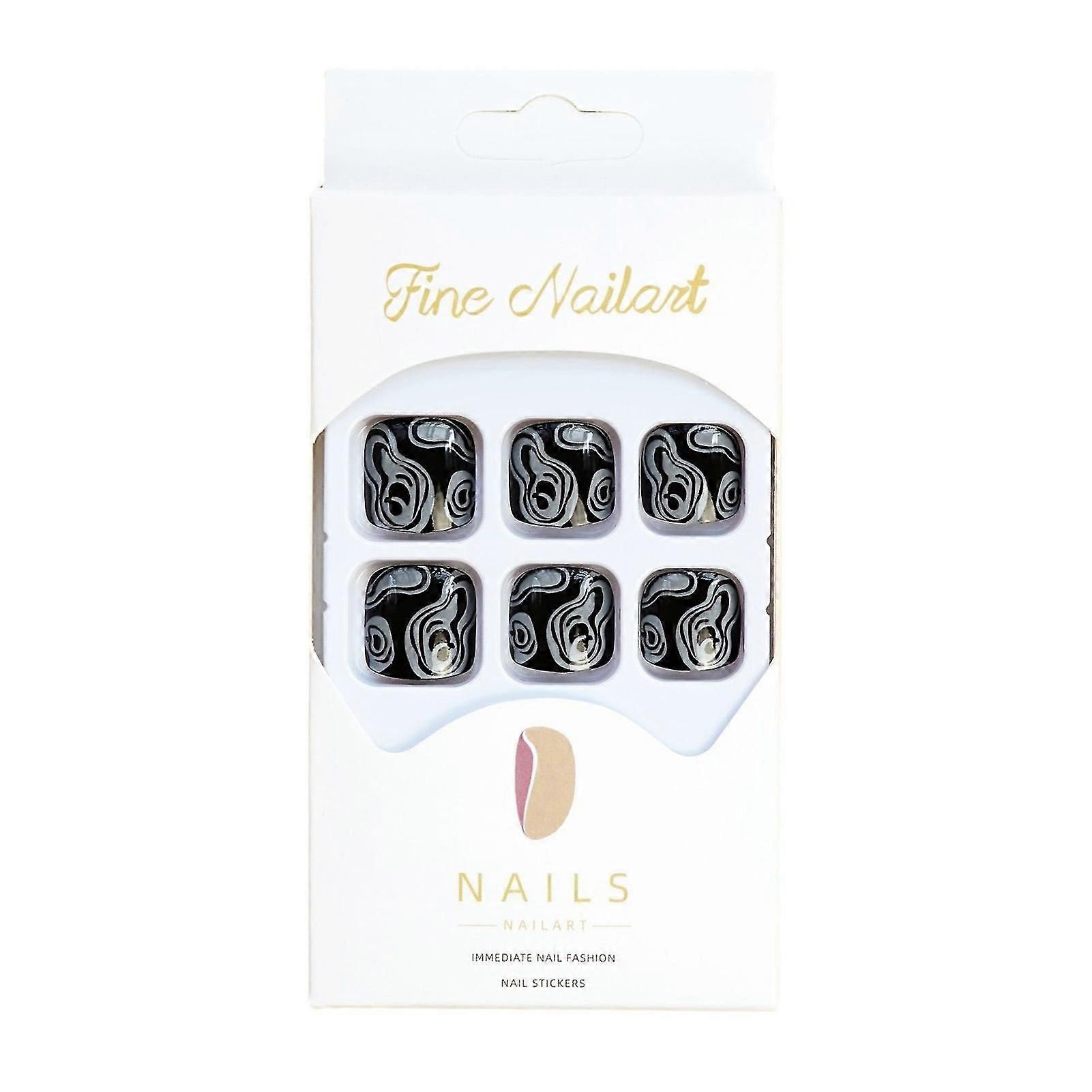 Mysterious Grain Decor Square Press On Toenails Lightweight And Easy To Stick Fake Nail Glue Models