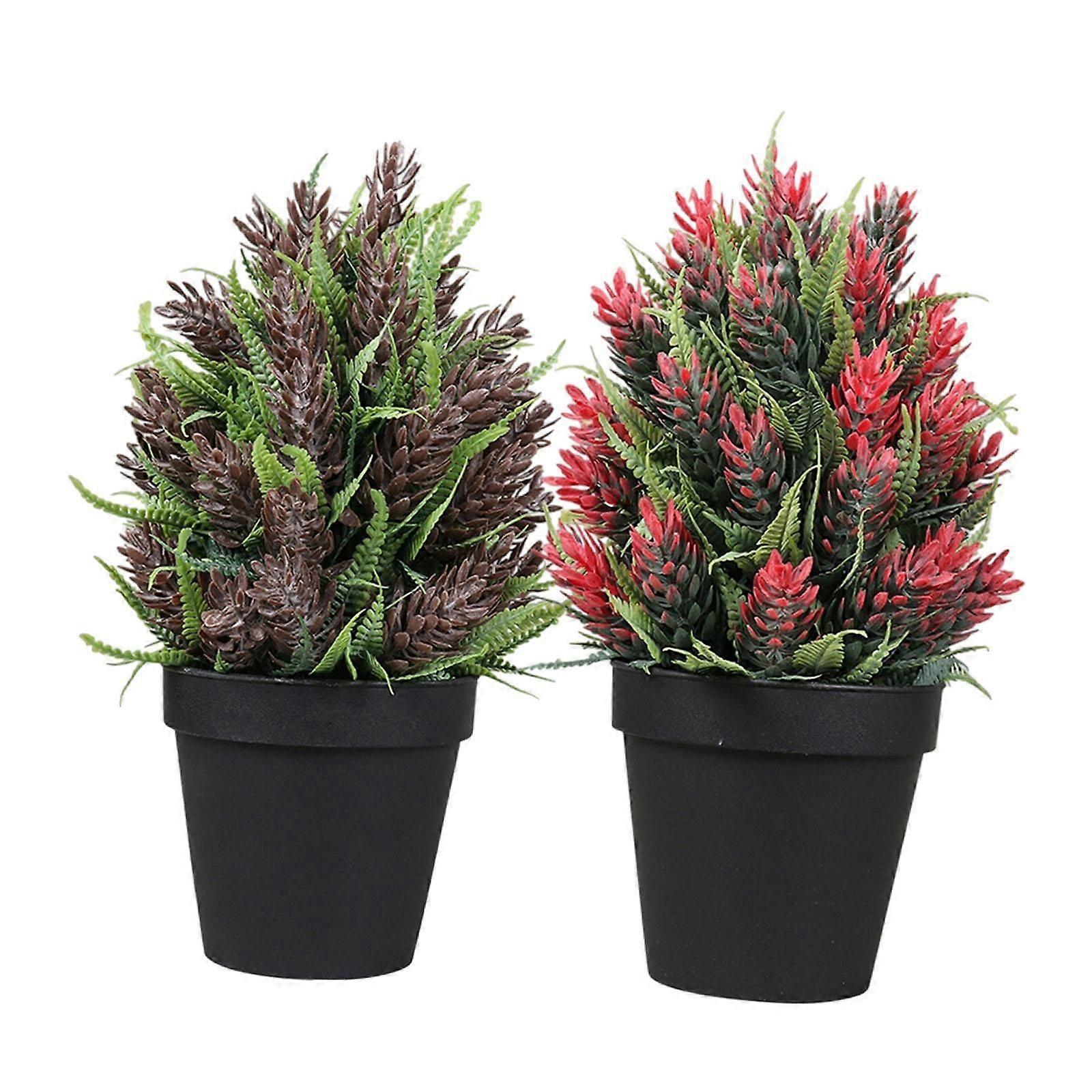 2 Adet Küçük Sahte Bitkiler Masaüstü Süsler Sehpa Yatak Odası Ofis için