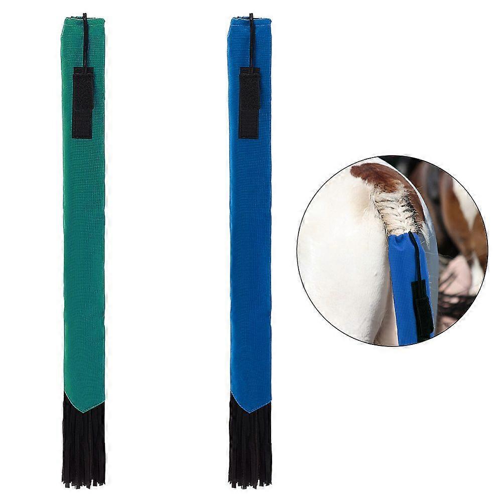 2Pcs 2 Colors Oxford Cloth Waterproof Horse Tail Bags with Fringe Guard Tail Bag for Equestrian Horses Accessories Mixed Color 70x7.3x0.4cm 1pc/color