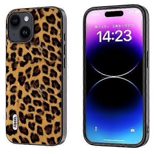 For iPhone 15 ABEEL Black Edge Leopard Phone Case