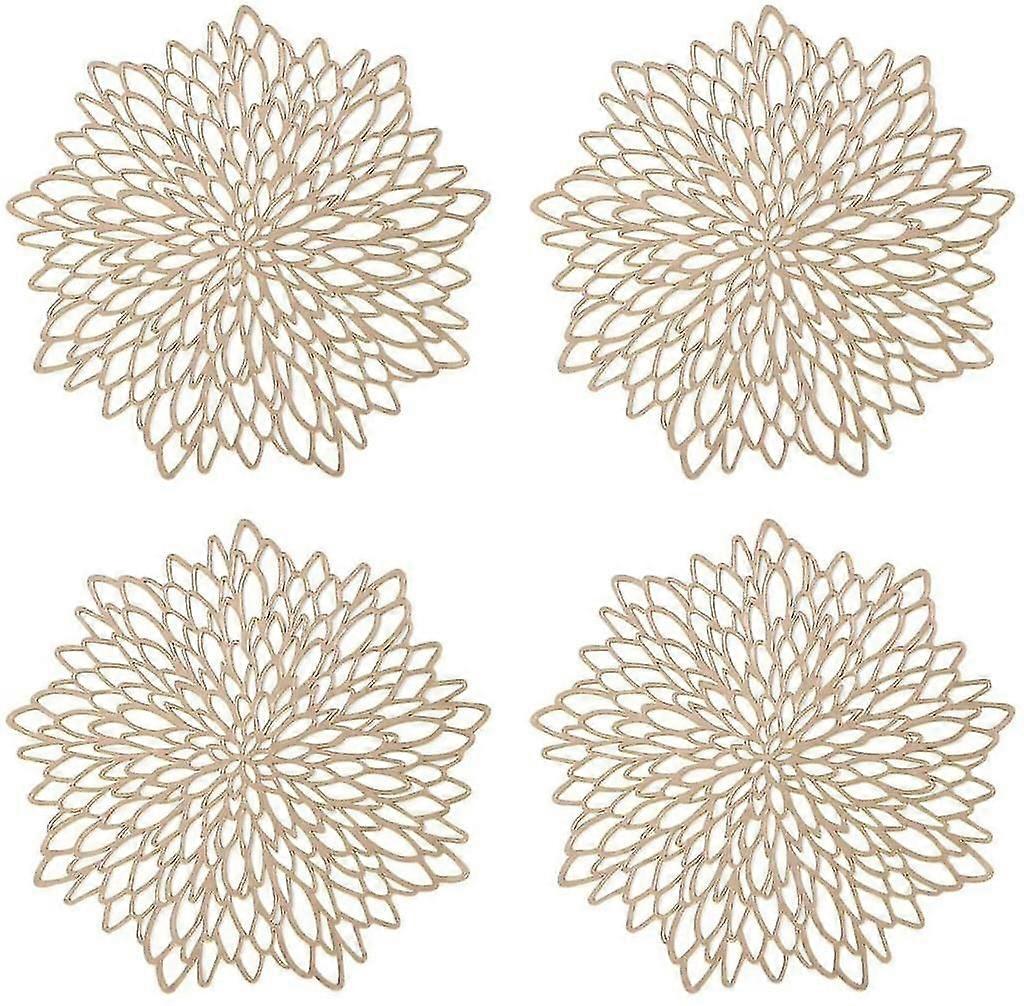 4 Pieces Hollowed Round Plmats, Hollow Round Plmats, Laminated Vinyl Sheet Non-slip Table Plmat, For Dining Table Decorative,1991