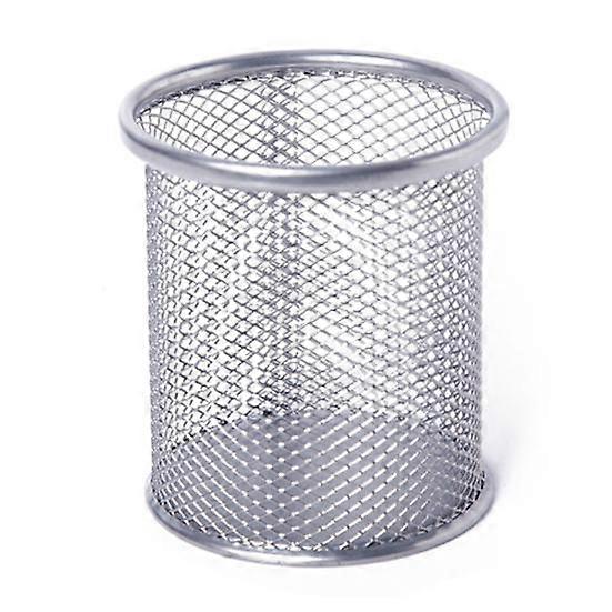 Round/Square Iron Mesh Pen Holder Office Desktop Pencil Stationery Box Case