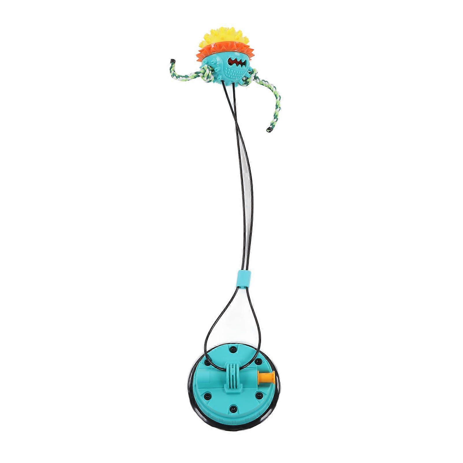 Dog Teething Toy Versatile Playing Function Vacuum Suction Cup Pull Rope Dog Pet Teething Ball Lake Blue