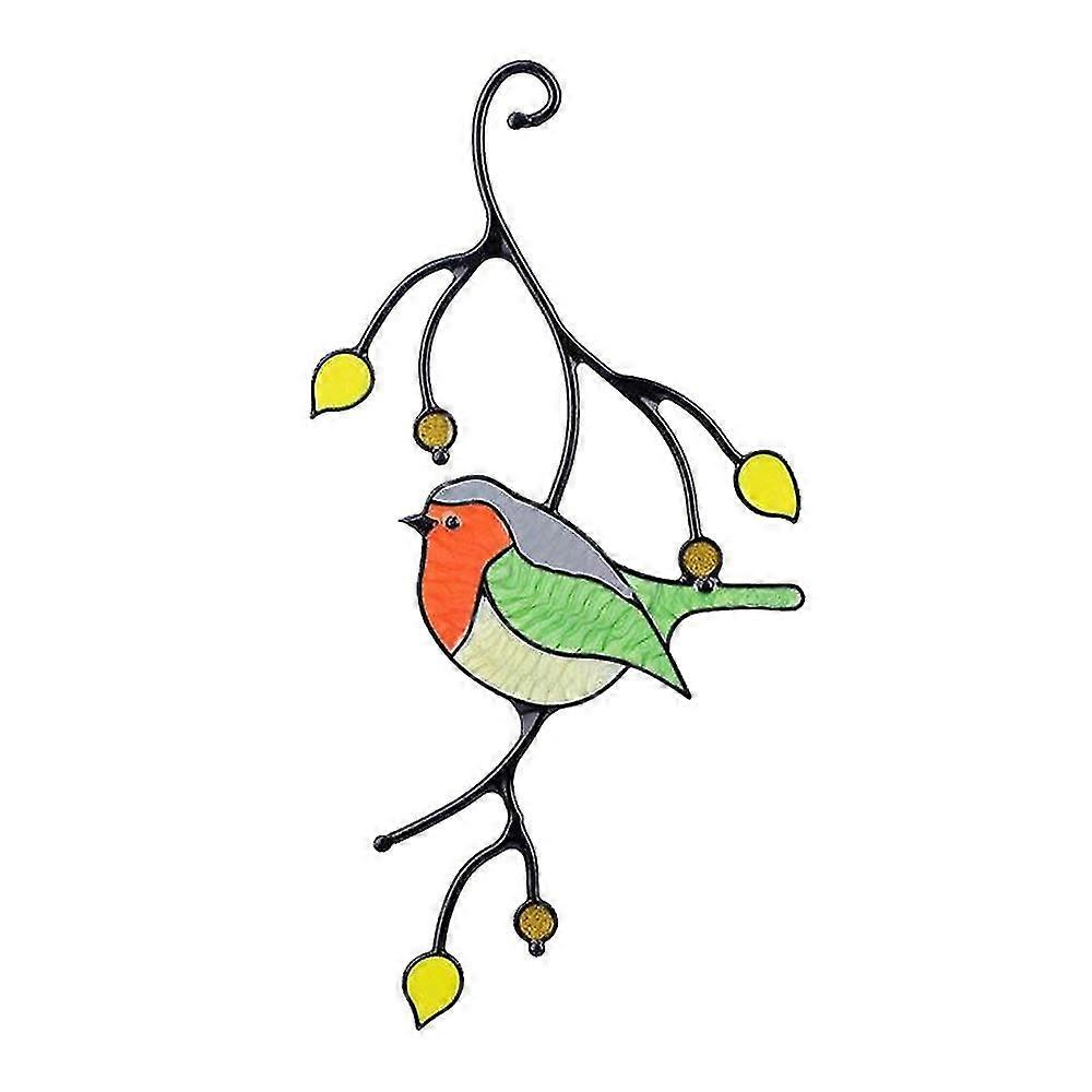 Double-sided Dripping Four Bird Pendant, Colorful Art Flo Bird Pendant Window Decoration