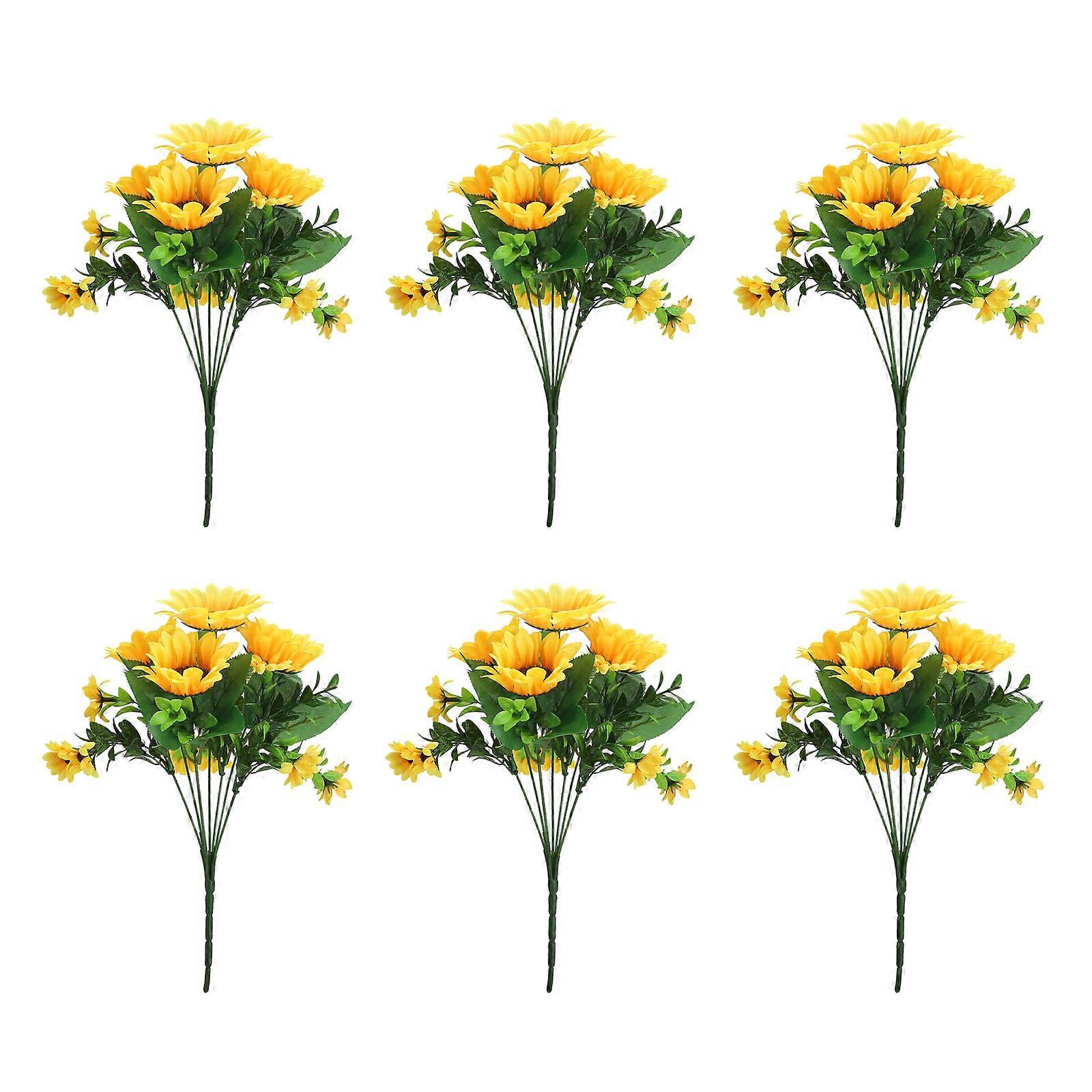Simulation Sunflower Bouquets 6pcs - 32cm Artificial 7 Forks
