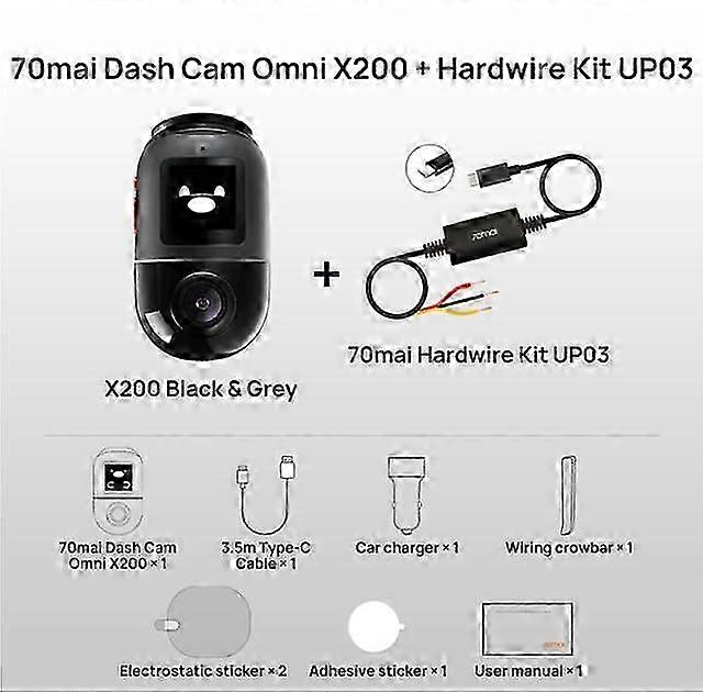 70mai Dash Cam Omni X200 360 Full View Design AI κίνηση ανίχνευσης αυτοκινήτου DVR ενσωματωμένο GPS ADAS 24H χώρος στάθμευσης Monitior eMMC αποθήκευσης