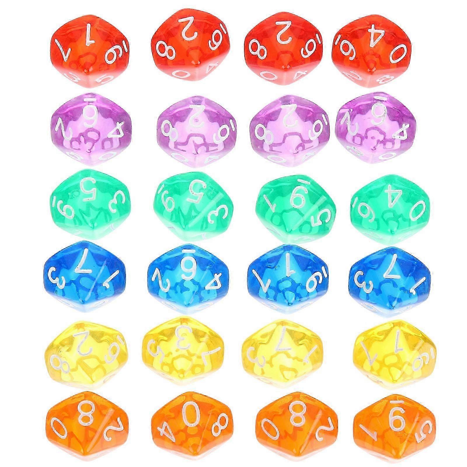24pcs Acrylic Dice Set Math Toys Dice Table Games Playthings 10 Sided Dice 0-9-Yvan