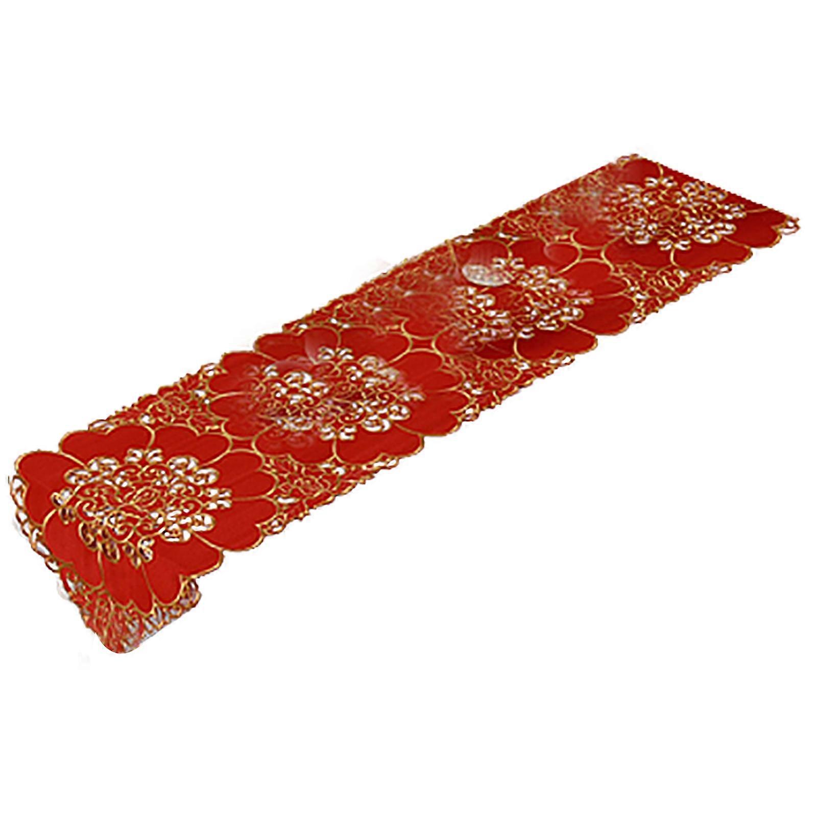 Christmas Table Runner Hollow Flower Rectangle Tablecloth for Kitchen Tabletop  2