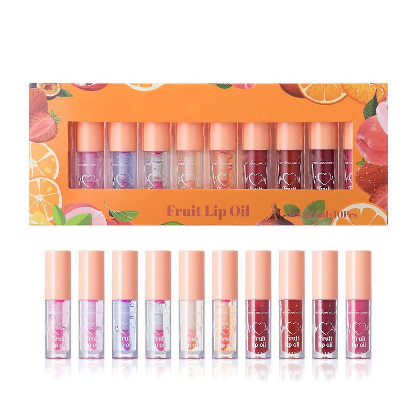 Fruity Mirror Lip Glaze Moisturizing 10 Color Set Water Gloss Lip Gloss 10x2.5ml HarmonyHub131