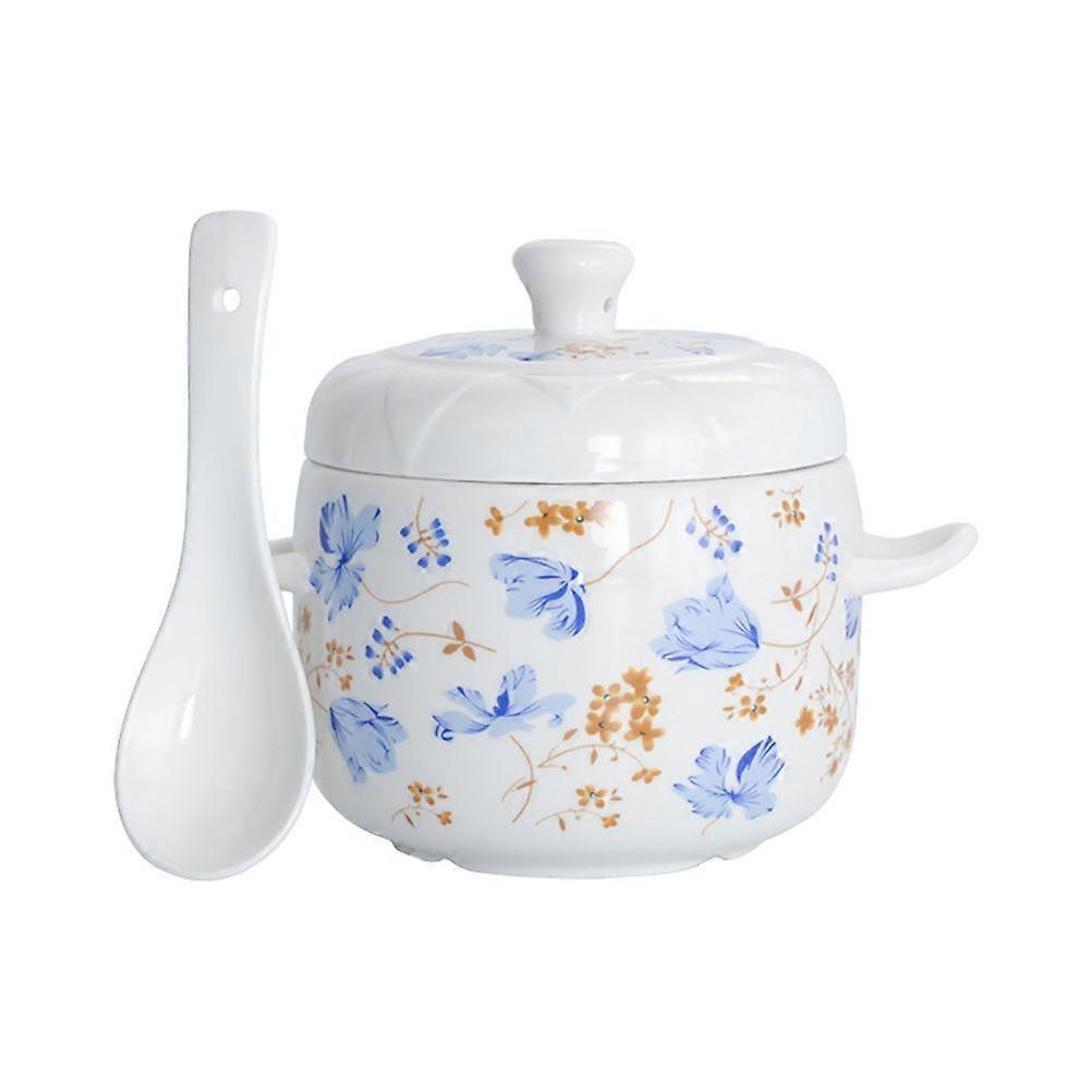 1 סט של סיר מרק קרמי קערת תבשיל כף מרק ביתי כלי אוכל קרמיקה מעשיים