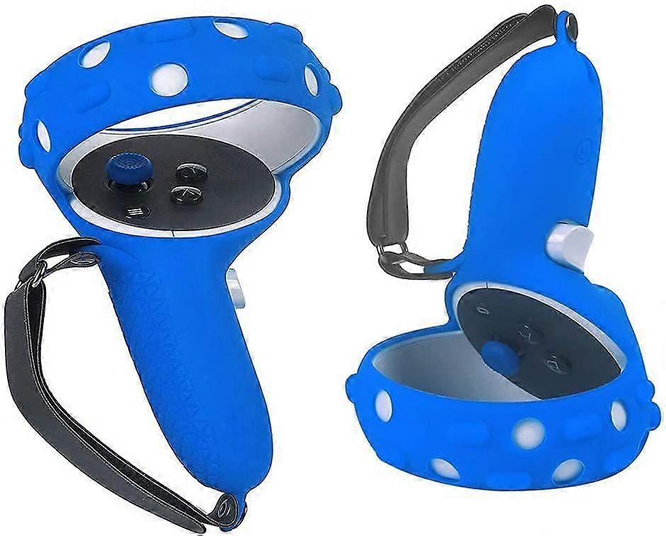 1 Pair Touch Controller Grip Cover for Oculus Quest 2 Anti-Throw Game Handle Protective Sleeve Accessories with Adjustable Wrist Knuckle Strap Game Pa