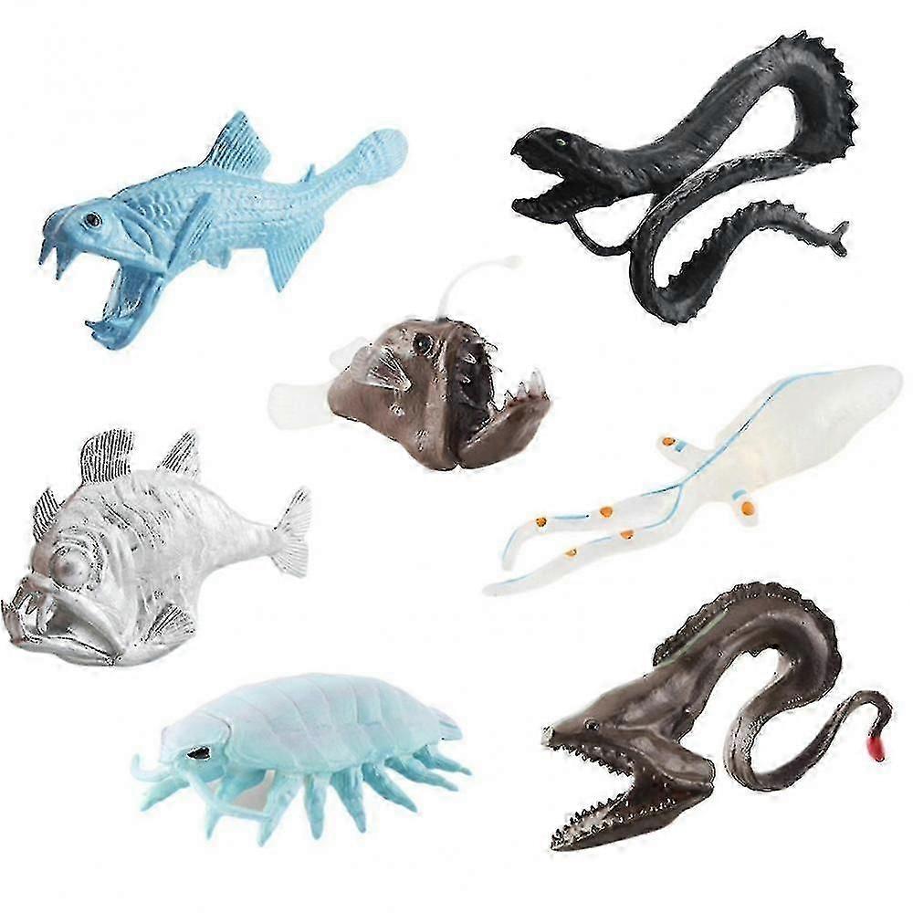 7 قطع نماذج البحر محاكاة جولبر ثعبان البحر Anglerfish الحبار الأحقاد الأسماك تمثال صغير التعلم المبكر لعبة تعليمية مجموعة المحيط T ZIP