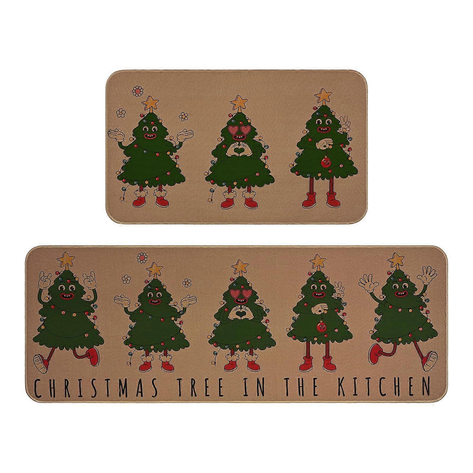 2 Kitchen Mats Christmas Design for Holiday Cooking in Kitchen