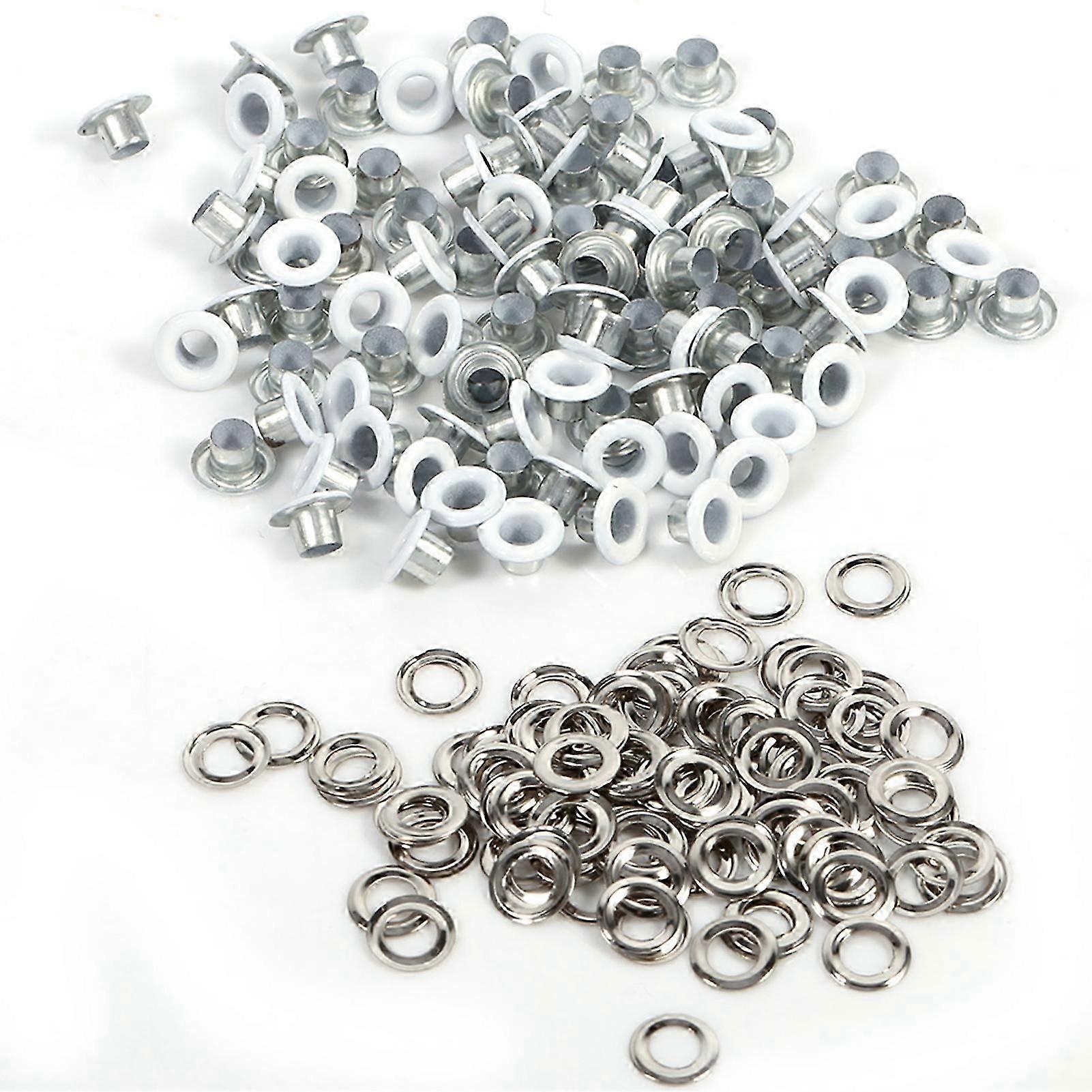 100Sets 4mm جولة الثقوب المعدنية سكرابوكينغ بطاقة هول الجلود كرافت الملابس التبعي (أبيض)