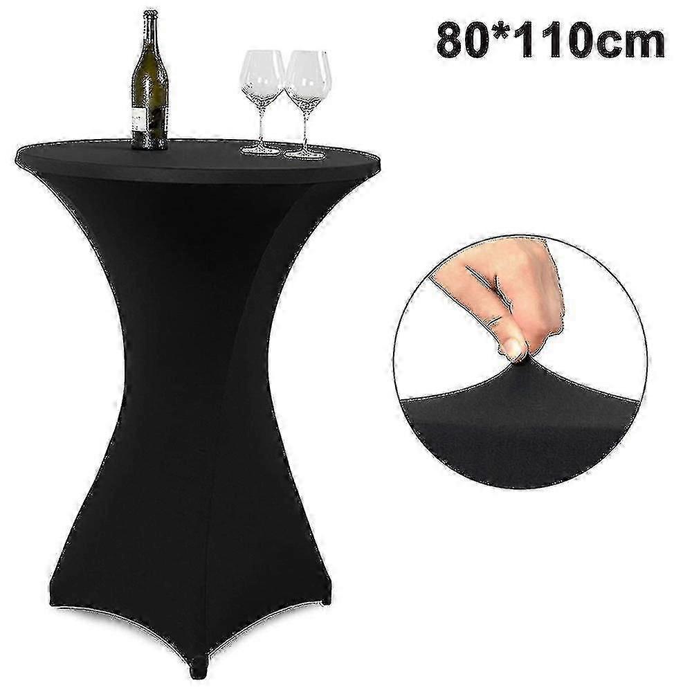 Cocktail Round Spandex Table Cover,four-way Stretch,black,80x110cm