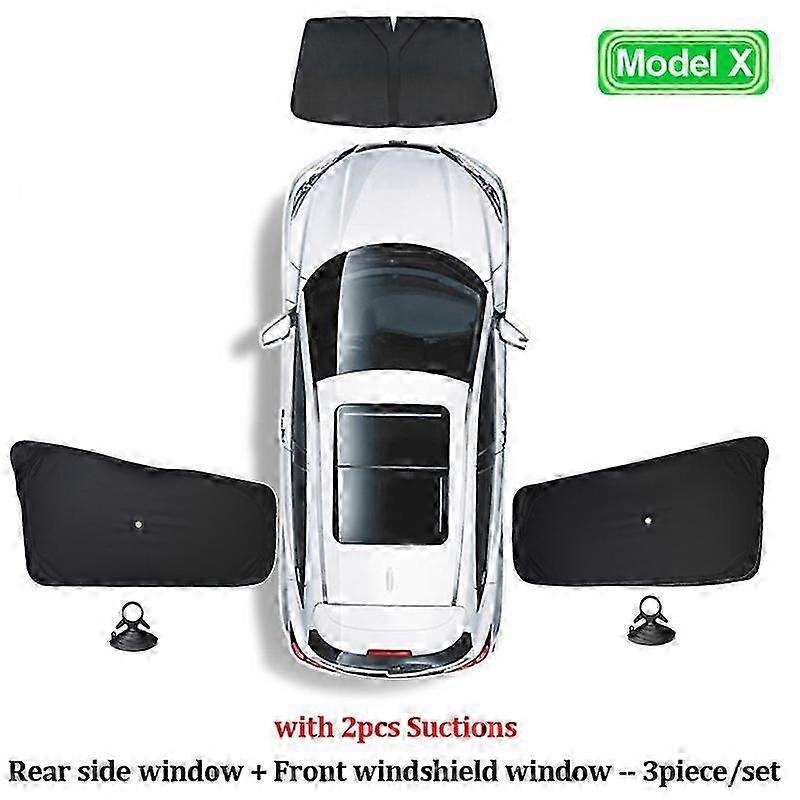 Car Sun Shade for Tesla Model 3 Y X S 2017-2023 Front Side Window Custom Sunshade Cover with Suction Rear Windshield Accessories
