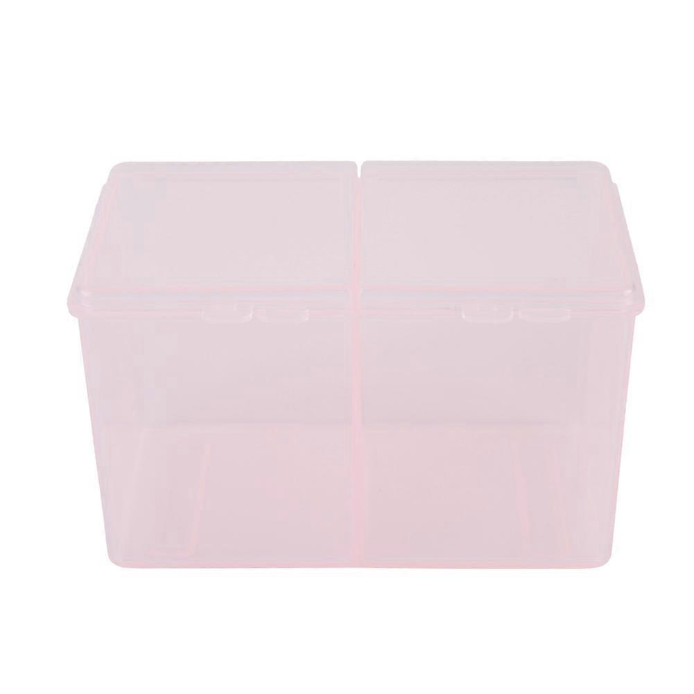 2 Grids Cotton Pads Container Nail Polish Glitter Powder Organizer Storage Box Manicure Tool