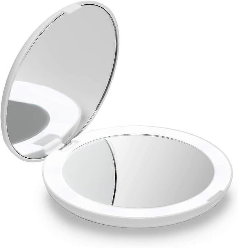 LED Lighted Travel Makeup Mirror, 1x/10x Magnification Compact Mirror