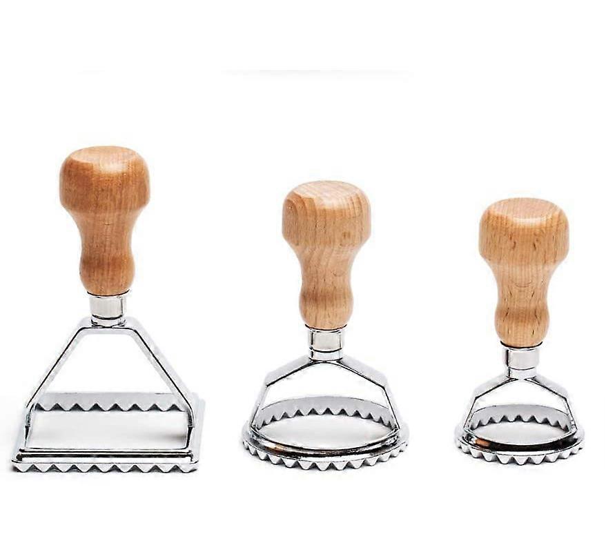 Ravioli cutters set of 4, beautiful ravioli shapers with wooden handle, ravioli stamp and ravioli cutter
